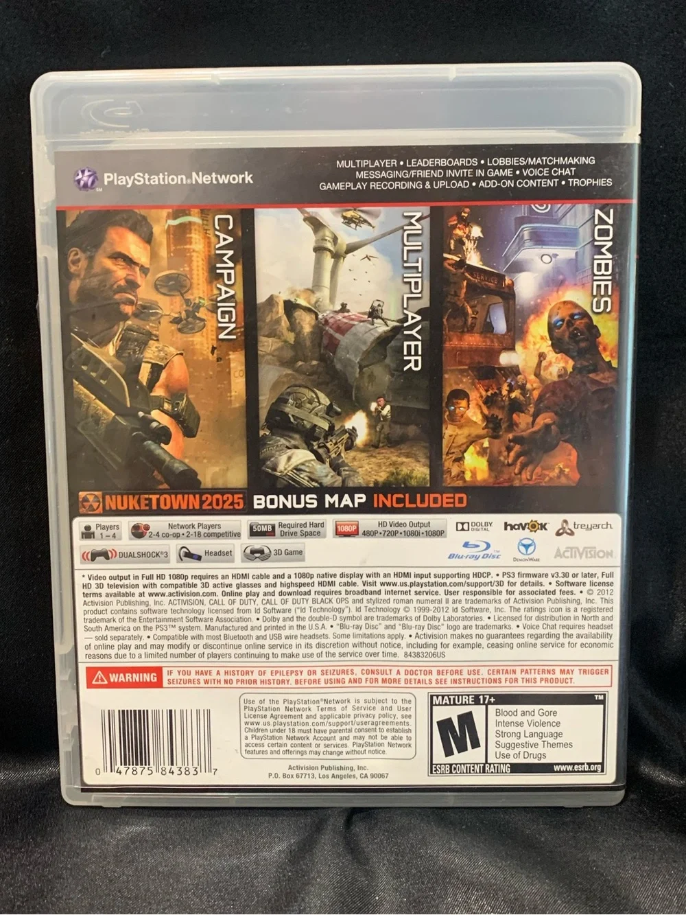 CALL OF DUTY BLACK OPS II PS3 Video Game Rated M EUC